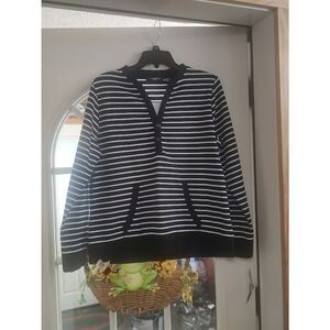 New Speculation Black White Striped Long Sleeve Knit Top Size Women's  Petite M